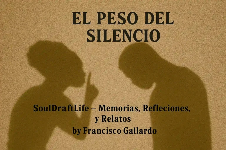 Una figura solitaria en penumbra, representando el peso del silencio y la fuerza de elegir callar.