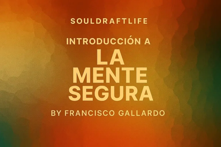 Fondo cálido tipo mosaico con texto centrado: “SoulDraftLife™ Introducción a La Mente Segura por Francisco Gallardo