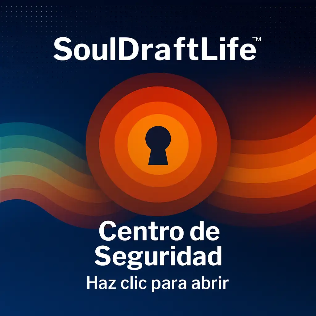 SoulDraftLife™ | Centro de Seguridad — círculos concéntricos con un ojo de cerradura central, símbolo de los elementos esenciales de la seguridad como estructura y legado. Haz clic para abrir.