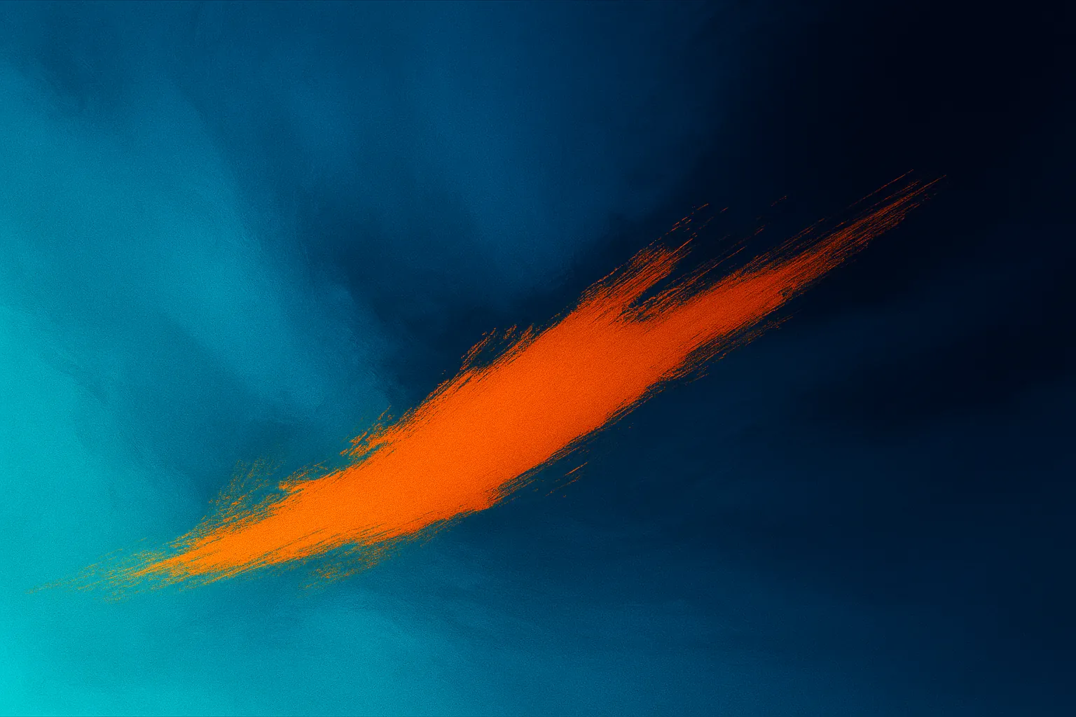 Abstract blue gradient background with a bold orange brushstroke sweeping across, symbolizing thought and energy.
