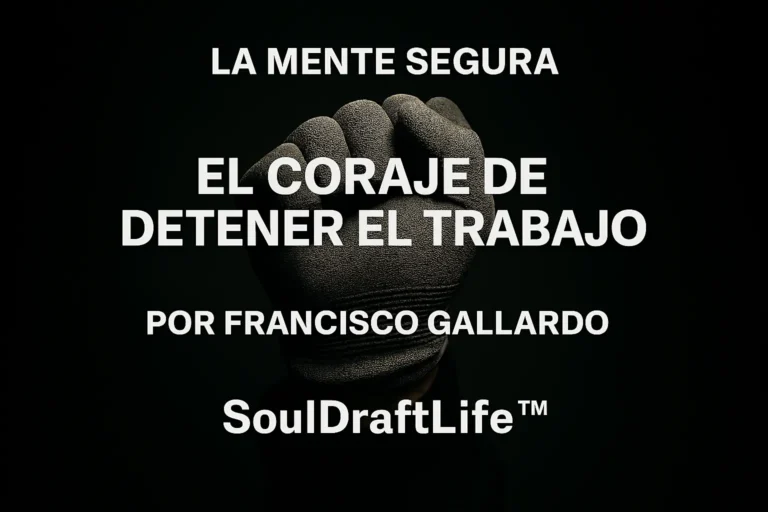 Una mano enguantada sostenida en un puño cerrado sobre un fondo oscuro, que simboliza la decisión consciente de detener el trabajo por seguridad.